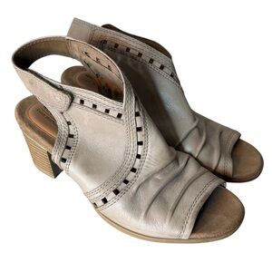 ROCKPORT Taupe Leather Sandals Velcro Heel Strap Cutouts Boho Size 8.5